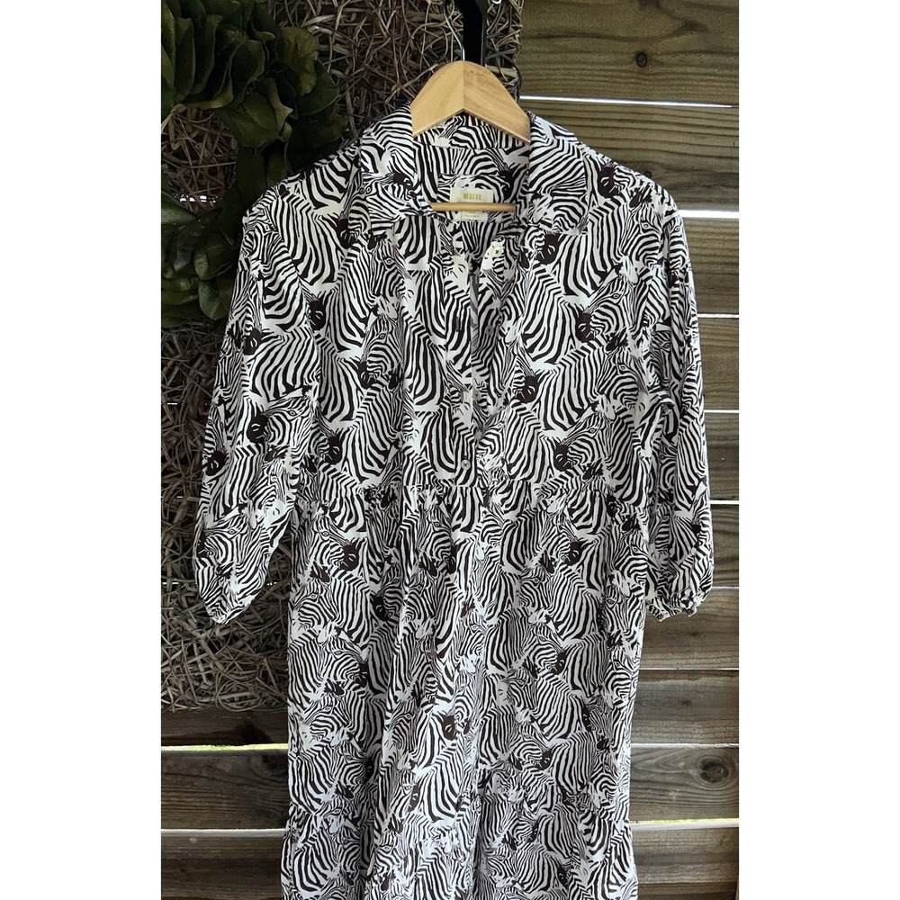 Maeve Anthropologie zebra print button-down shirt dress Medium